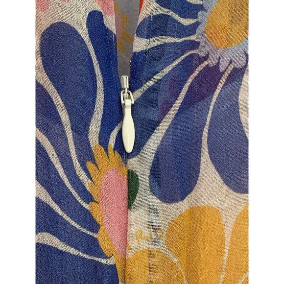 FARM RIO Sunny Daisies Maxi Dress XS Sand Boho Smocked Anthropologie Floral EUC - Picture 5 of 11